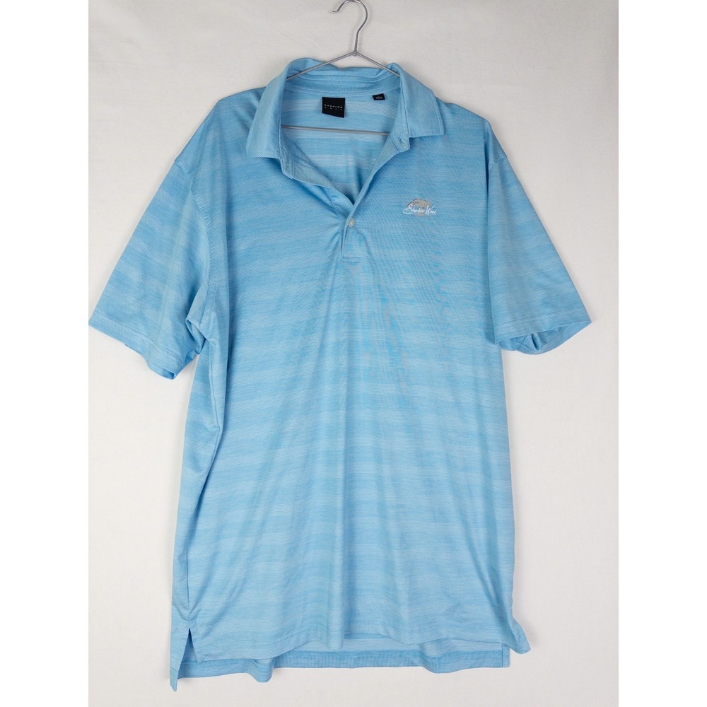 Dunning Golf Polo Mens L Blue Shadow Wood Performance Short Sleeve